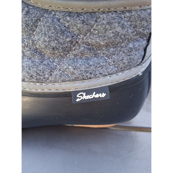 EUC Women's Skechers Black Grey Quilted Duck Winter Rain Boots US 8 - Picture 9 of 13